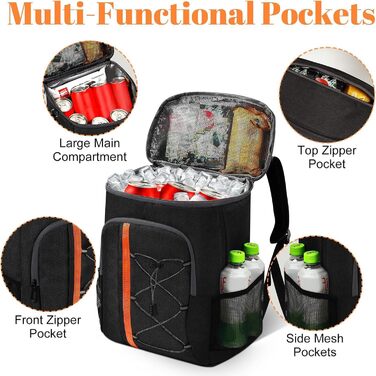 Терморюкзак 28L, чорний: для пікніка, відпочинку, риболовлі та роботи