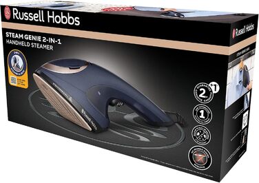 Праска Russell Hobbs Steam Genie 2-в-1: праска + відпарювач (1700W, 20г/хв, для одягу, штор, м'яких меблів, термостійка сумка)