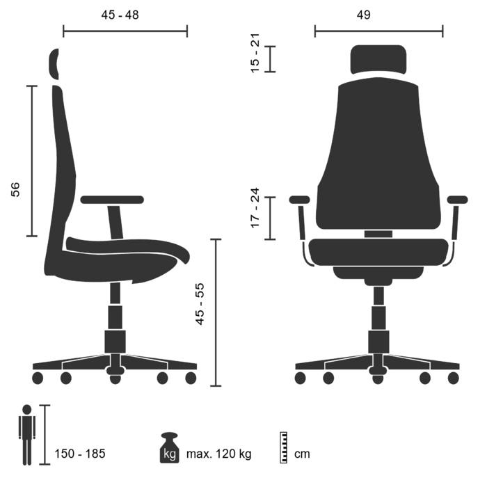 Офісне крісло / поворотне крісло ERGO LINE II PRO Тканина помаранчевий HJH OFFICE