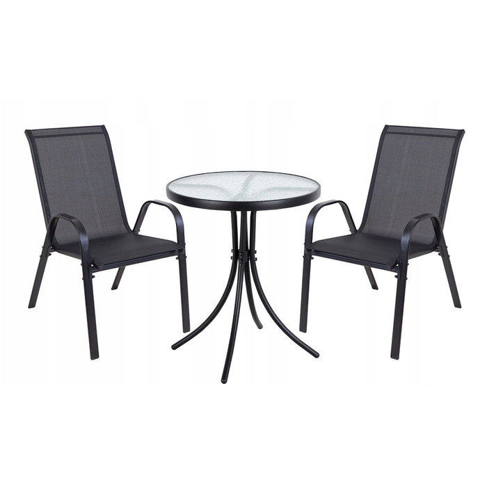 Комплект садових меблів із металу Kontrast, чорний, 3 предмети
