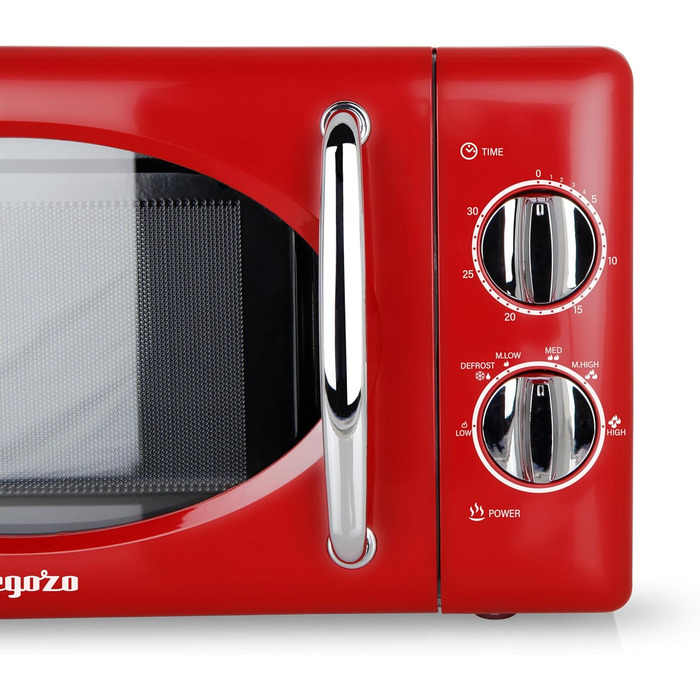 Мікрохвильова піч Orbegozo MI2020 20л, 700 Вт, червона, ретро-дизайн, 6 рівнів потужності, таймер 30 хв