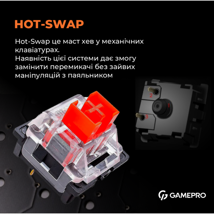 Дротова механічна клавіатура GamePro MK180B (Red) з Hot-Swap RGB Black