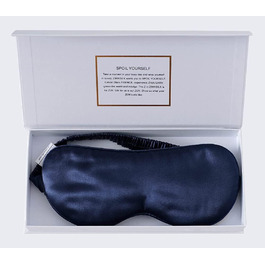 Маска для сну ZIMASILK виготовлена з 100 чистого шовку шовковиці, товщиною 22 мм, наповнена 100 шовком шовковиці, кріпильна стрічка з шовку, надзвичайно м'яка і зручна маска для сну, темно-синій Темно-синій