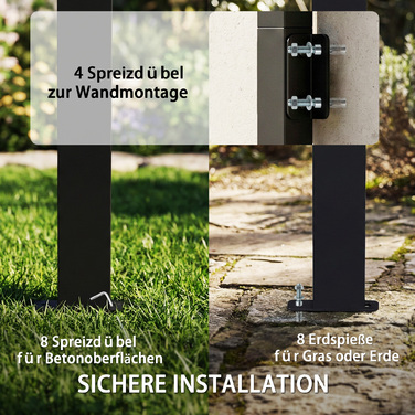 Газонний павільйон 2,44 x 1,48 м з похилим дахом, садовий павільйон/альтанка з захистом від УФ-випромінювання 50+ у темно-сірому кольорі