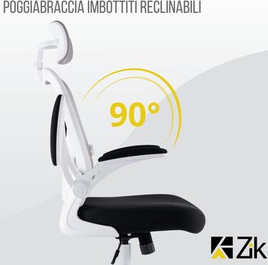 Ергономічне офісне крісло ZIK, поворотне, складні підлокітники, поперекова підтримка, 62x63x129 см (сірий)