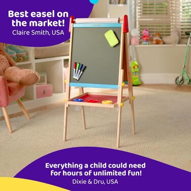 Дитяча мольберт Blue Squid Kinder Staffelei: регульована висота, двосторонній, з крейдяною та магнітною дошкою, рулоном паперу, 100+ аксесуарів, для дітей 3-12 років, преміум-якість 2025