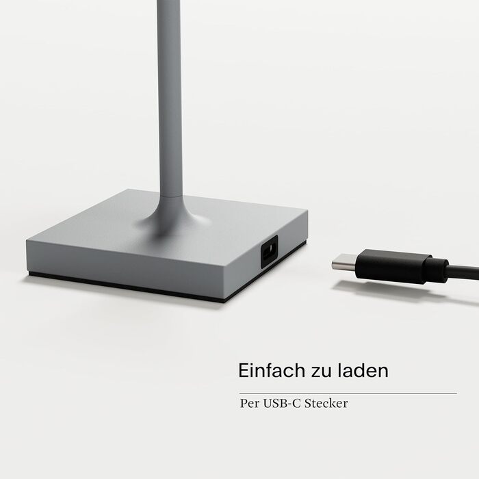 Sigor Nuindie Pocket - LED-лампа на акумуляторі, 21 см, IP54, USB-C, 7 годин, сірий небілющий