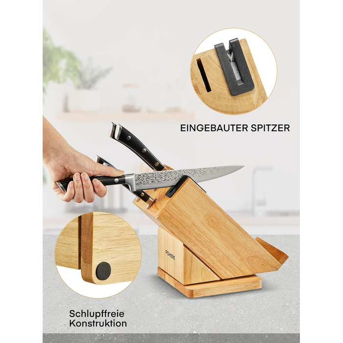 Набір кухонних ножів Messerblock 6 шт. з поворотним блоком 360°, сталь 5Cr15, з точилкою та підставкою для телефону