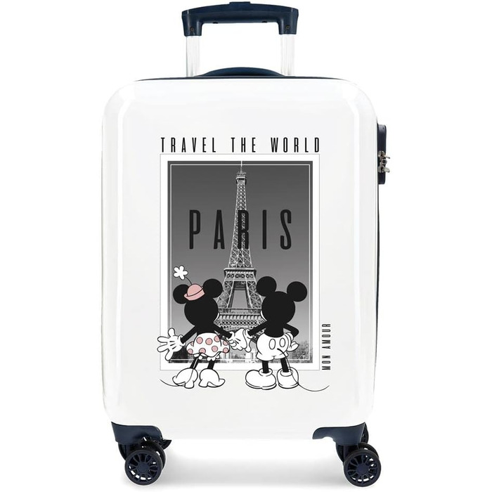 Дісней Міккі та Мінні подорожують світом Париж Каюта валіза біла 38x55x20 см Жорсткий бічний кодовий замок з ABS 34 л 2 кг 4 подвійні колеса ручна поклажа