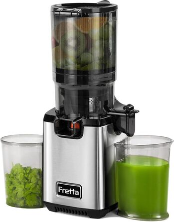 Фреш-прес Fretta Slow Juicer: повільний соковитискач з нержавіючої сталі, 135 мм, 1.8 л, з функцією реверсу, BPA Free, 250W сірий