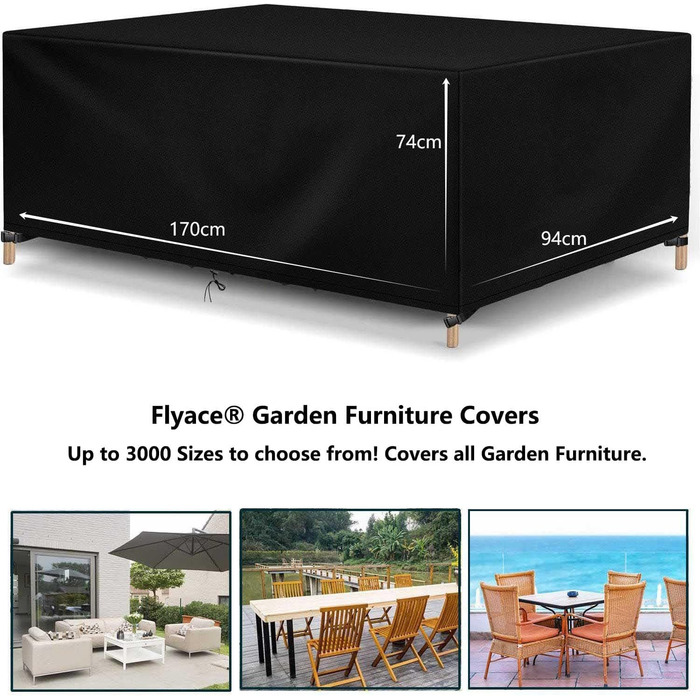Водонепроникний захисний чохол для садово-патіо меблів, зимовий, 170x94x74 см