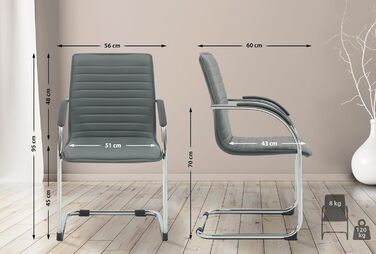 Набір з 2-х відкидних крісел Tira з штучної шкіри, сірого кольору, з м'яким сидінням