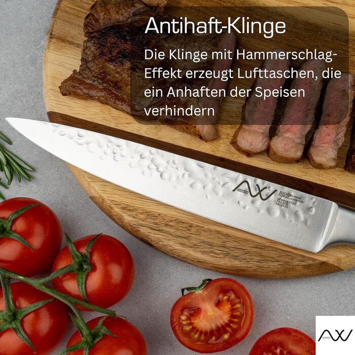 Набір кухонних ножів Rockingham Forge Ashwood 8 предметів з дерев'яною ручкою, точилка та ножиці – професійні ножі з нержавіючої сталі, преміум якість