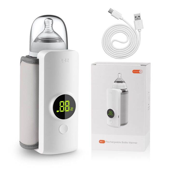 Портативний підігрівач для пляшечок Baby, білий, з LCD-дисплеєм, акумулятор 6000mAh, 48 годин термоізоляції