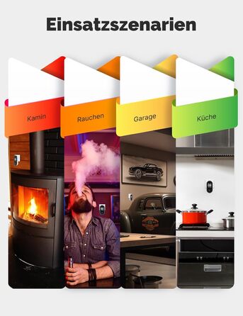 Датчик CO MOES з вилкою, 3-в-1: датчик CO, термометр та гігрометр, з акустичним сигналом, для дому та автодому, 1 шт.