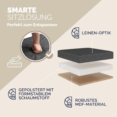 Пуф Casaria® з місцем для зберігання, білий, складний, з кришкою, штучна шкіра, м'який, 38x38 см, для спальні, вітальні, передпокою, білий (2, темно-сірий)