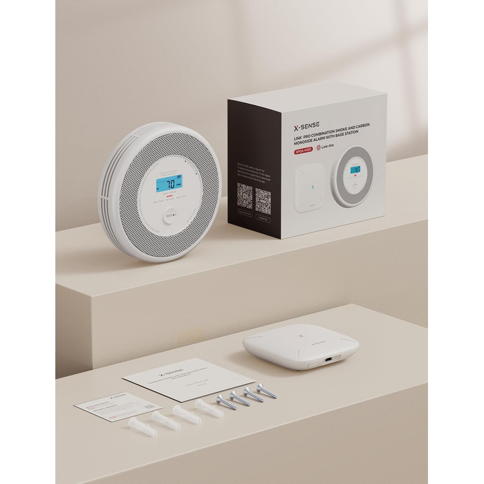 Датчик диму та CO X-Sense з Wi-Fi, голосовий сповіщення та визначенням місця розташування, 2-в-1, з базовою станцією SBS50, XP0A-MR11