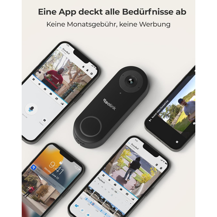 Відеодзвінок Reolink 5MP PoE з Чаймом, UHD, 180° Ultraweitwinkel, двосторонній аудіо, розпізнавання осіб, водонепроникний, з сигналізацією, сумісний з NVR