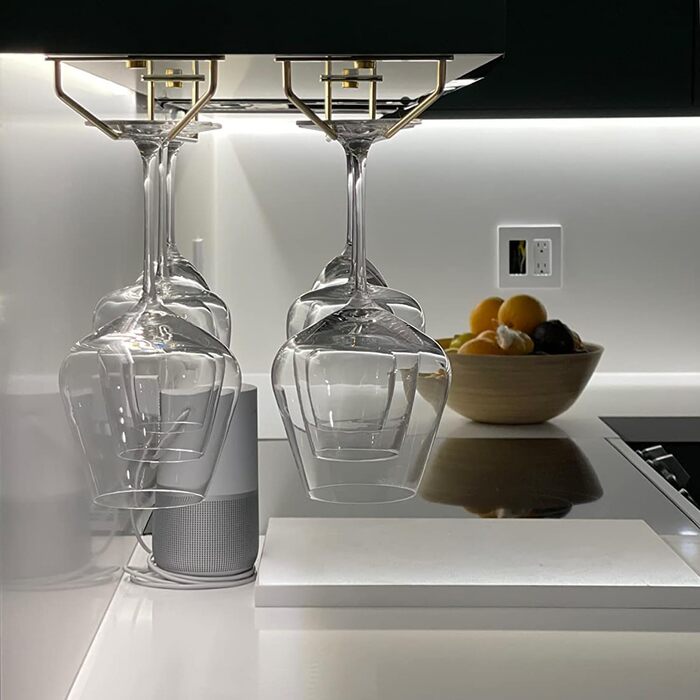 Набір тримачів для келихів RedDreamer (4 шт.), золото, для шафи, кухні, бару, 27.7 см, нержавіюча сталь