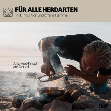 Набір посуду для кемпінгу Campo Libre Enzo I з нержавіючої сталі: компактний, індукційний, 6 або 8-ти частинний