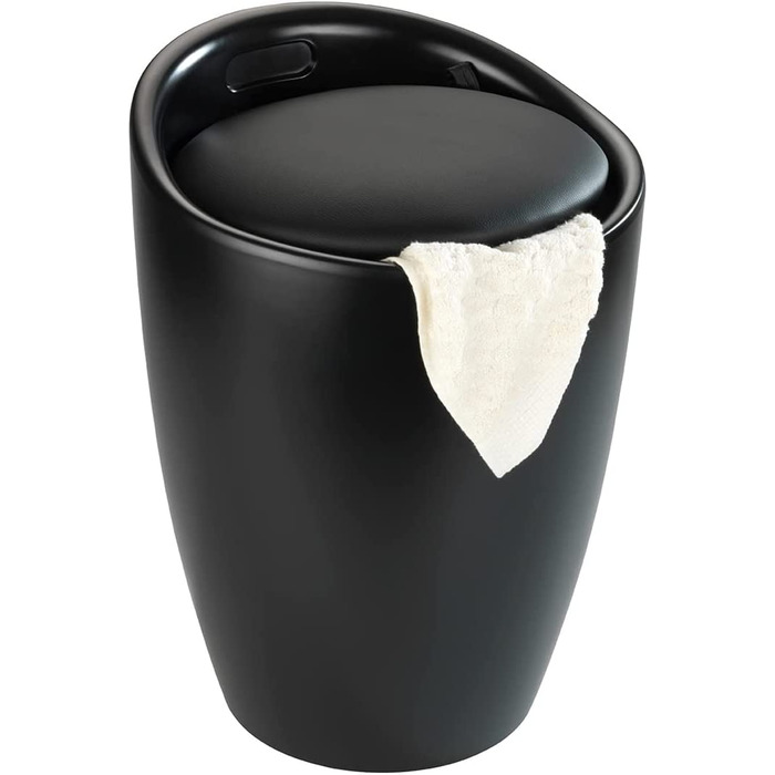 Стілець для ванної кімнати WENKO Candy з місцем для зберігання та збирачем для білизни, ABS-пластик, 20 л, Ø 36 x 50,5 см