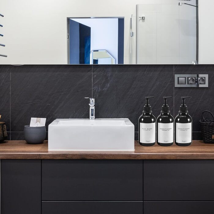 Дозатор для шампуню та кондиціонера на душову стіну, диспенсер для мила 3-камерний без свердління, багаторазовий для шампуню, лосьйону, олії, гелю для душу, рідкого мила та мила для посуду (3 пляшки, чорний)