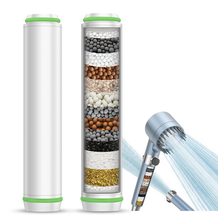 Фільтр для душу DIGIROOT 15 шарів для жорсткої води, видаляє хлор та важкі метали (2 шт.)