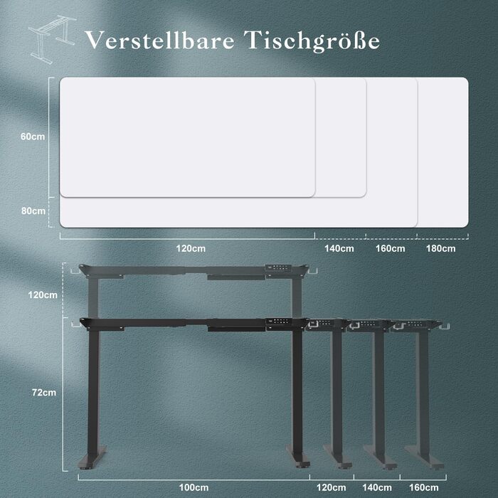 Електричний стіл JUMMICO з регулюванням висоти, з USB-роз'ємом та кабельною гондолою (білий/чорний)