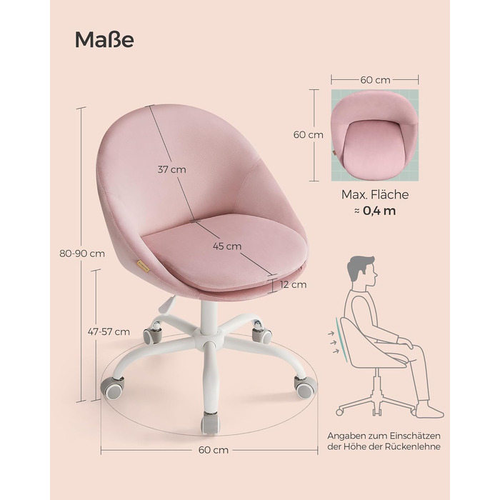 Крісло для домашнього офісу регулюється по висоті за допомогою м'якої подушки - пастельно-рожевий