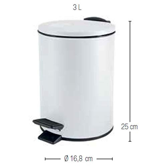 Косметичне відро Spirella об'ємом 3 літри з нержавіючої сталі з автоматичним опусканням і внутрішнім відром, відро для сміття Adelar для ванної кімнати, відро для сміття з м'якою кришкою (білого кольору)
