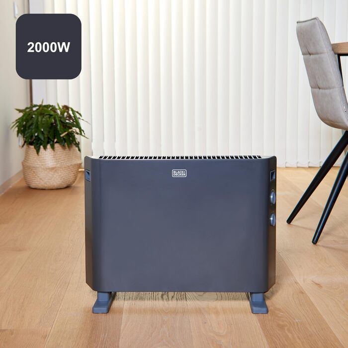 Конвектор BLACK+DECKER BXCSH1800E, 1800 Вт, чорний, з можливістю монтажу на стіну, аналогове керування