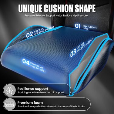 Ігровий крісло Bigzzia - ергономічне крісло для ПК з підголівником, RGB підсвічуванням, для юнаків та дорослих (чорно-сірий, без LED)