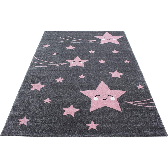 Дитячий килим з малюнком милої зірки, прямокутний, Не вимагає особливого догляду, Килимки для дитячої, дитячої або ігрової кімнат, розмір 120 х 170 см, Колір сіро-рожевий 120 х 170 см рожевий