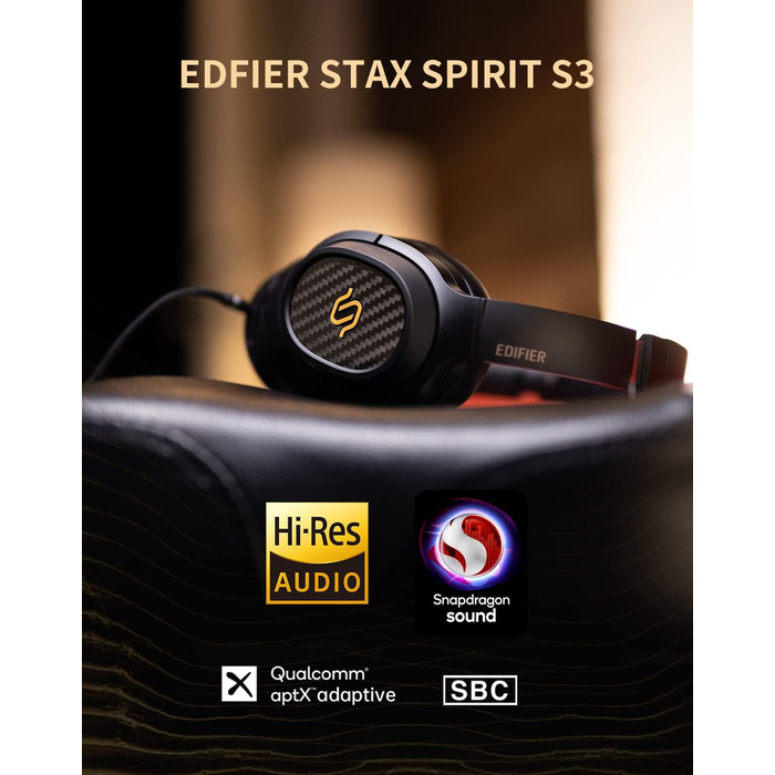 Навушники Edifier STAX Spirit S3 Bluetooth V5.2 Hi-Res Planar з мікрофоном, чорний