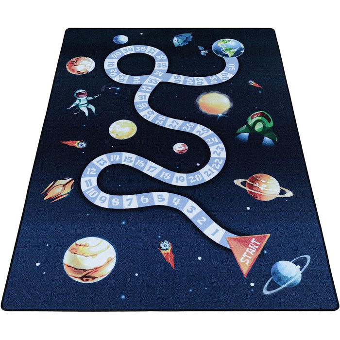 Дитячий килимок Carpetsale24 миється ігровий килимок, навчальний килимок фігур з космічним дизайном, килим для хлопчиків і дівчаток, прямокутної форми, для дитячої, дитячої або ігрової кімнат, Розмір (80 х 120 см)