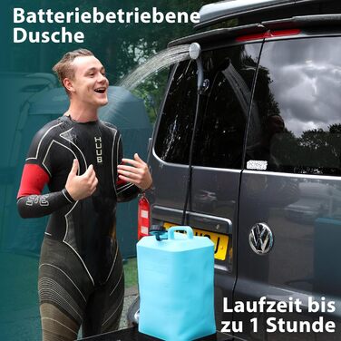 Портативна кемпінгова душ Colapz з акумулятором та помпою – перезаряджувана душ для кемпінгу, автодому, вана, автомобіля та домашніх тварин (душ з підігрівом)