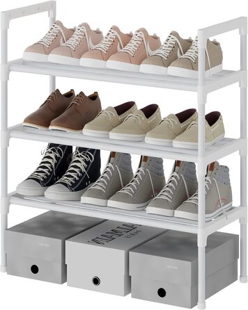 Ярусні регульовані полиці для взуття Зберігання взуття Високий органайзер для взуття Підставка для зберігання 9 пар взуття, 56 x 30 x 60 см, надзвичайно міцна конструкція (білий), 531 3-