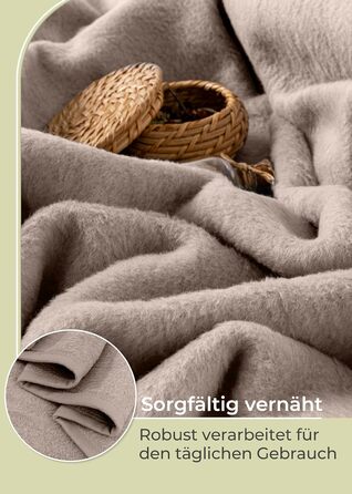 Плед LAYENBURG Premium з бавовни 150x200 см, Oeko-Tex 100, бавовняний, м'який плед для дому, на диван, софу (Taupe)