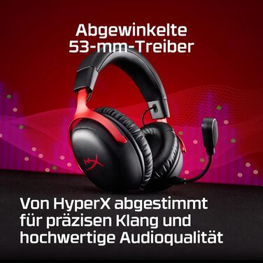 Ігрова гарнітура HyperX Cloud III: 53-мм драйвери, Memory Foam, DTS, мікрофон з шумозаглушенням, USB-C/USB-A/3,5mm, для PC, PS5, PS4, Xbox, Switch, Mac (Cloud III S 2025 Edition, чорний/червоний)