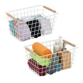 Набір з двох металевих кошиків Relaxdays з дерев'яними ручками