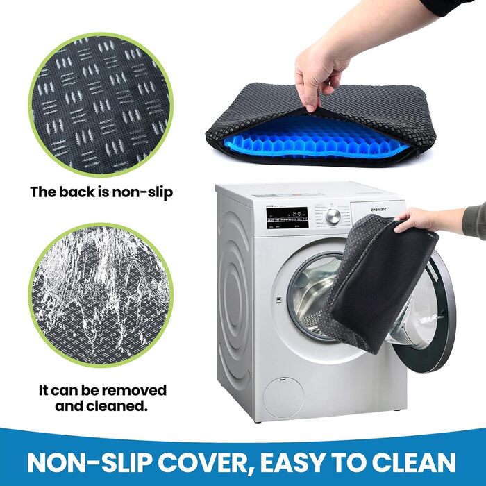 Ортопедична гелева подушка на стілець для офісу та авто, протиковзаюча та дихаюча, синя (47x44x4 см)