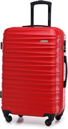 Набір валізWITTCHEN 4 в 1: Чотири валізи з ABS-пластику з коліщатами Spinner, кодовий замок, Groove Line (червоний)