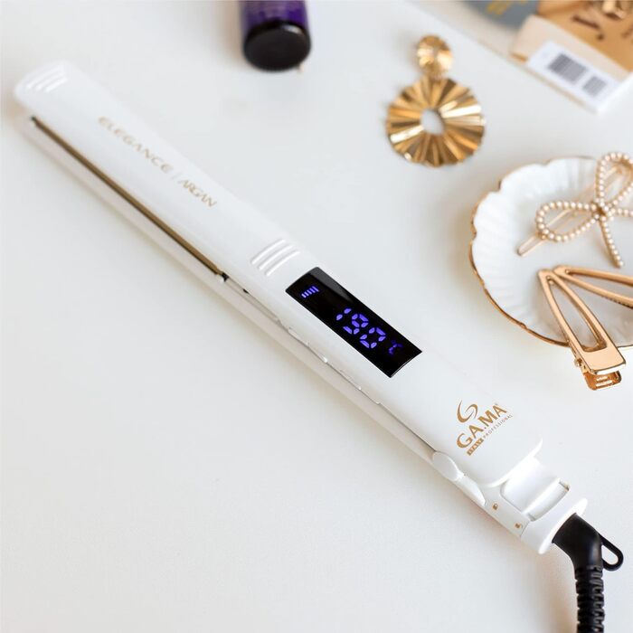 Випрямляч для волосся Gama Italy Professional Elegance Argan з аргановою олією, 150-230°C, білий