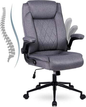 Офісний крісло Flysky з високою спинкою, регульованою висотою та підголівником. Зручний офісний крісло для керівника (сірий)