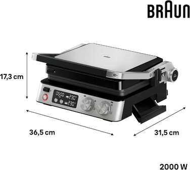 Електричний гриль Braun MultiGrill 7 CG7020: 3-в-1 (контактний гриль, BBQ, духовка), 2000W, велика площа для приготування (12 бургерів), для дому, легко миється
