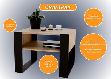 Стіл для вітальні CraftPAK для дивана з високоякісної деревини, міцний і сучасний журнальний столик з додатковим місцем для зберігання, колір (Bardolino Black)