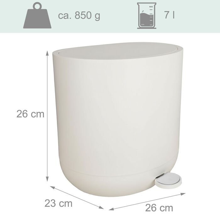 Відро для сміття Relaxdays з м'яким закриттям, 7 л