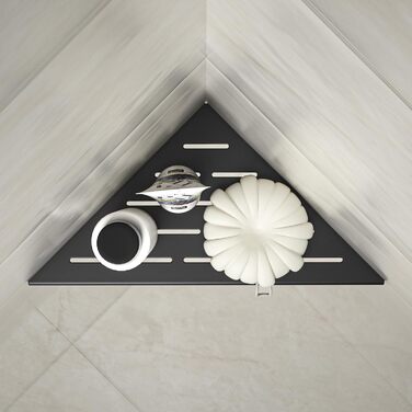 Поличка для душу Eck Edelstahl, нержавіюча сталь 304, поличка для ванної кімнати, кріплення на плитку, вбудована поличка для ремонту ванної кімнати (254 мм - 2 шт.) (254 мм - 2 шт., чорний)