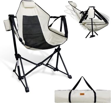 Крісло-гойдалка CCLIFE Крісло для кемпінгу Садове крісло Складне, складне крісло Зовнішнє директорське крісло Пляжне крісло з підголівником чашки