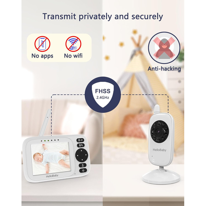 Відеоняня HelloBaby HB2438-2 з 2 камерами, 3.2